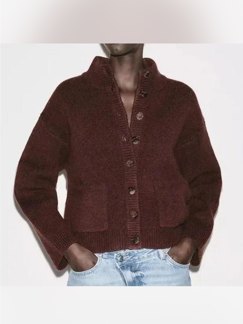 🤎 NWT ZARA BROWN KNIT BOMBER CARDIGAN 🤎